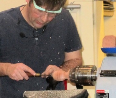 Hollowing out the body of his pig pepper shaker. Phil's first project